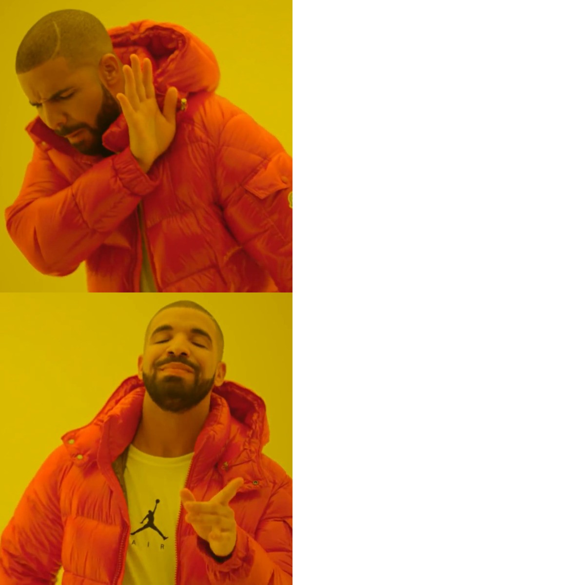Drake Hotline Bling meme about Golfkicks