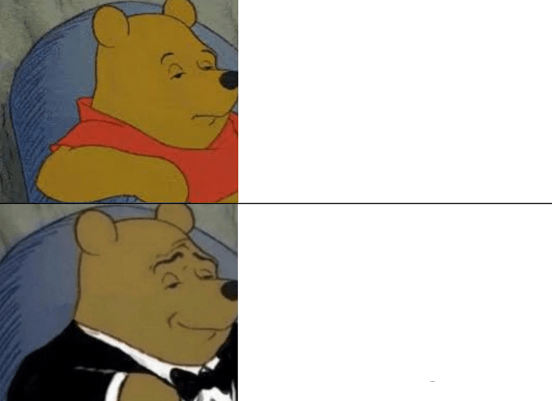 Tuxedo Winnie The Pooh meme about Golfkicks