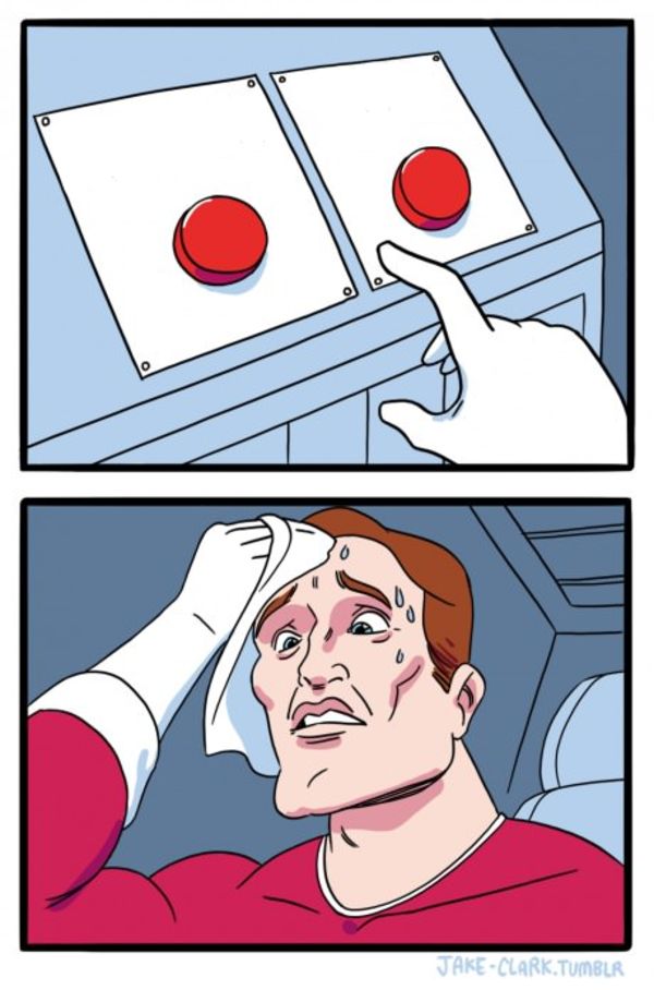 Two Buttons meme about Golfkicks